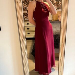 Social Bridesmaids Wine Halter Maxi Dress